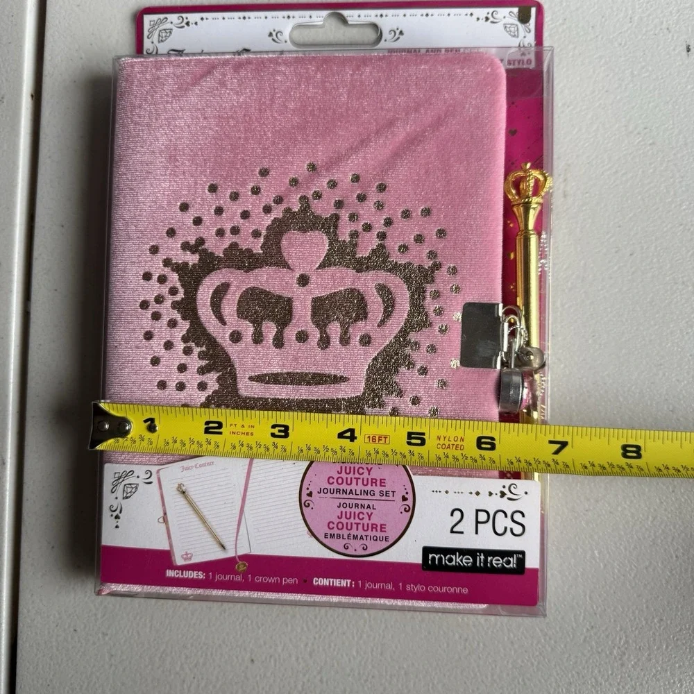 Make It Real Juicy Couture Velvet Locking Journal Set Crown Pen - Y2K Room Decor